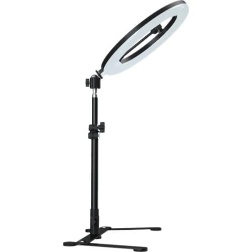 10in LED Selfie Ring Light Overhead Stand Tripod Photography RingLight Phone Holder Fill Light Dimmable Round Lamp