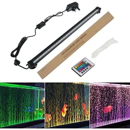 Waterproof LED Aquarium Lights Fish Tank Light UK US AU Plug Bar Underwater Bubble Curtain Lamp Aquatic Decor RF Control