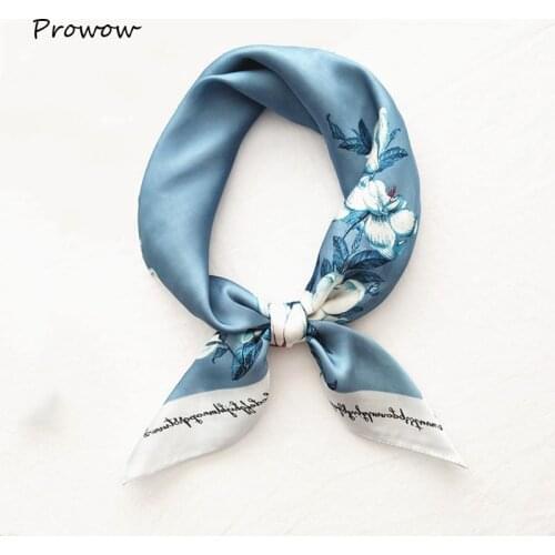 Summer Fashion Vintage Square Silk Feel Satin Scarf Multi-Color Skinny Elegant Print Head Neck Hair Tie Band For Women FJ073