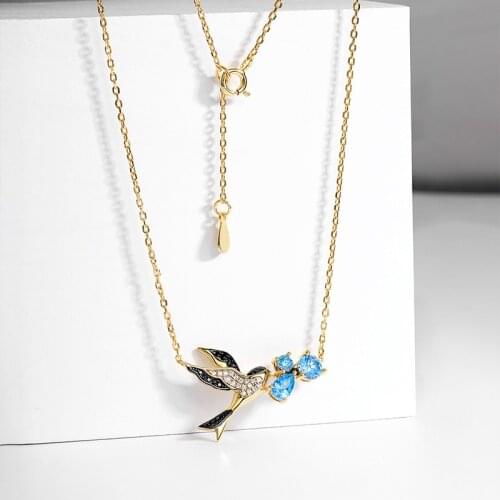 S925 Sterling Silver Swallow Womens Clavicle Chain