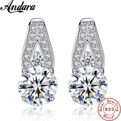 S925 Sterling Silver Stud Earrings Hearts & Arrows Zircon Crystal Woman Ear Jewelry Wholesale