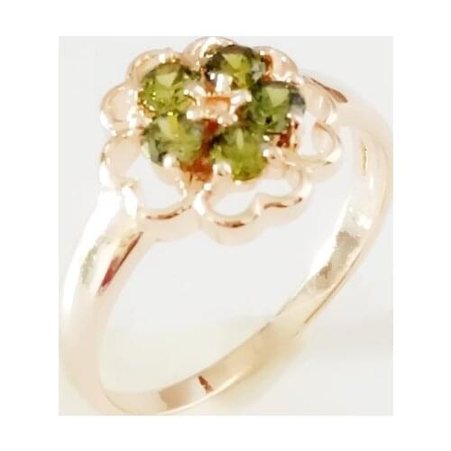 New Fashion Ring 585 Gold Color Women Ring Hot Selling Round Flower Shape Green Zircon Engagement Rings for Women