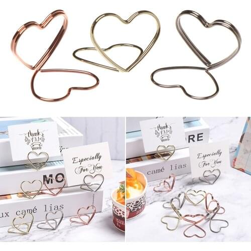 1PC Heart Shape Photos Clips Ring Place Card Paper Clamp Table Numbers Holder Romantic Wedding Desktop Decor Party Supplies