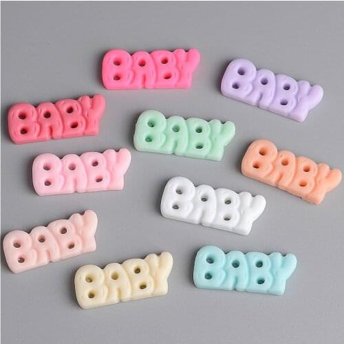 10pcs 29*11mm New resin word BABY charms kawaii girl accessories DIY handmade jewelry, mobile phone material English letter