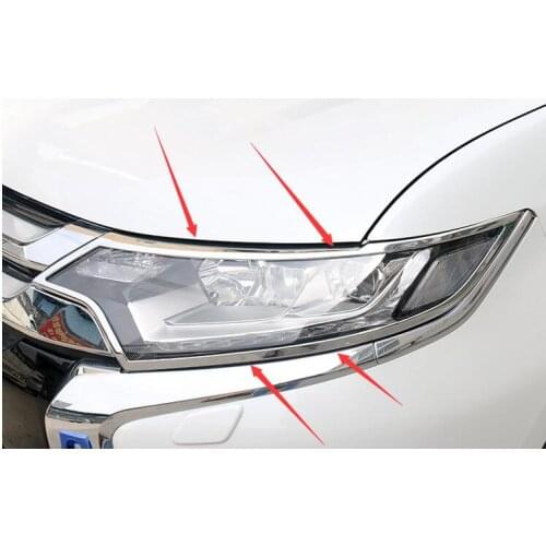 2016 for Mitsubishi Outlander High quality ABS Chrome Front Head Light Lamp Headlight Cover Trim Frame Sticker
