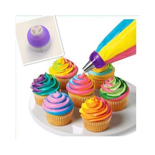 3-Color Icing Piping Bag Russian Nozzle Converter Coupler Cake Cream Decor Tool Three-color Decorating Converter Backware