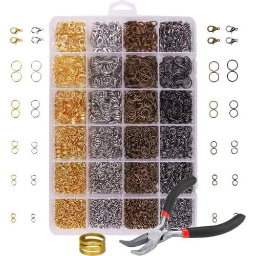 3142 Pieces Jewelry Making Kit with Open Jump Rings Lobster Clasps Open Ring Bent Chain Plier Jewelry Making Accessories
