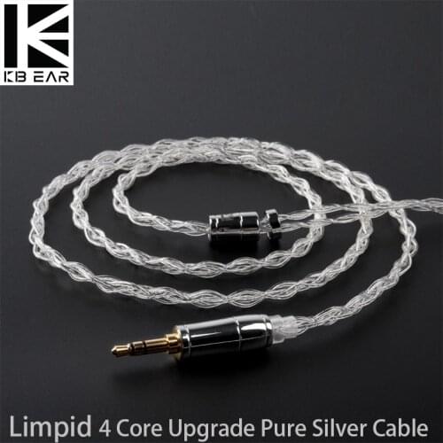 AK KBEAR limpid 4 Core Upgrade Pure Silver Cable 2.5mm/3.5mm/4.4mm In-ear Earphones Cable 2PIN/MMXC/QDC/TFZ Headphone cables
