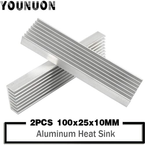 2PCS Aluminum Heat Sink 100x25x10mm Cooling LED Power IC Transistor For Computer Board Motherboard MOS Tube Large Power Tube