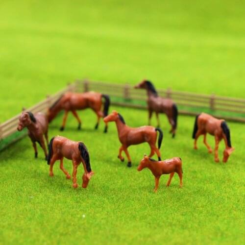 AN8702 30pcs 1:87 Well Painted Horses Model Brown Horse HO Scale Model Scenery Landscape Layout Farm Animals