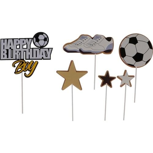 Basket Ball Football Cupcake Topper Theme Sports Boy Happy Birthday Cake Topper For Kids Birthday Party Cake Decorations