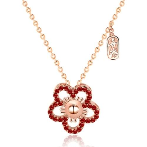 S925 Sterling Silver Flower Necklace Female Fashion Fresh Design Style Clavicle Chain