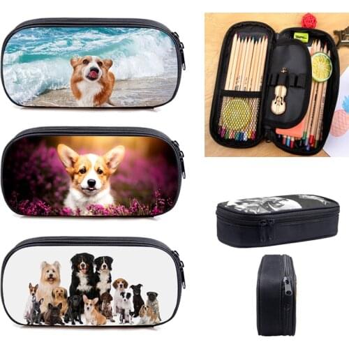 3D Print Welsh Corgi Pembroke Pencil Case Make Up Cosmetic Bag Pet Dog Korgi Penbox Hip Hop School Supplies Beauty Case Women