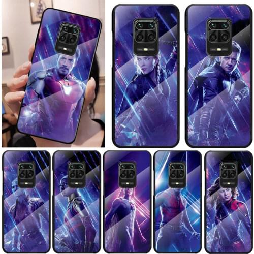 Hero Marvel Avenger For Xiaomi Redmi K40 K30 K20 9T 9C 9A 9 8A 7 Pro Plus Tempered Glass Luxury Cover Phone Case