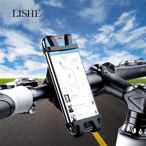 Black Bicycle Phone Holder Silicone Rubber Rotation Handlebar Mount MTB Road Bike Mobile Phone Holder Cycling GPS Stand Support