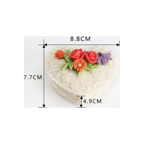Flower heart rose gift box silicone candle handmade soap birthday wedding cake decoration mold