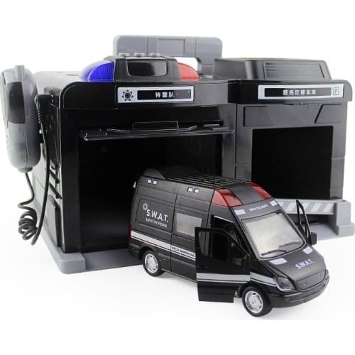 1:32 Simulation Parking Lot Model Children Educational Toys Police Alloy Car Garage Calling Machine Storage Box Boys Gift CT0149
