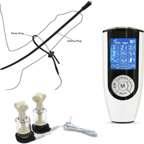 Electro Shock Kits Silicone Penis Plug Urethral Sound Chastity Catheter Nipple Sucker Full Body Massage Medical Themed Sex Toys