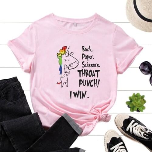 Women T-shirt Summer Short Sleeve Unicorn Letter Print Fashion Casual Female Tshirt Ladies Regular Daily Vintage O-Neck Tee Tops