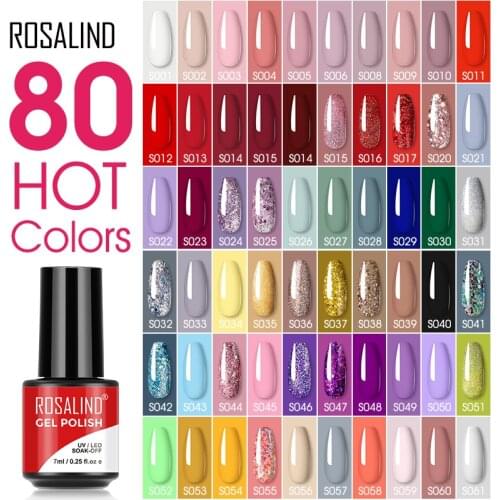 ROSALIND Nail Gel Varnishes Polish Glitter Color Hybrid 7ML All For Manicure Semi Permanent Soak Off Gel Lacquer Nail Art Design