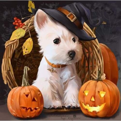 GLymg Puppies And Pumpkins 5D Diamond Painting Handicrafts Kits DIY Diamond Embroidery Mosaic Gift Diamond Wall Arts Decor