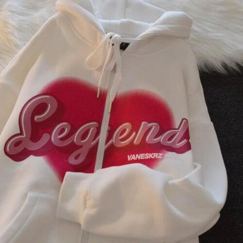 Ins American Vintage Zip Up Hoodie Jacket Coat New Hip Hop Letter Print Sweatshirt 2021 New Fashion Streetwear Hoddies for Teens