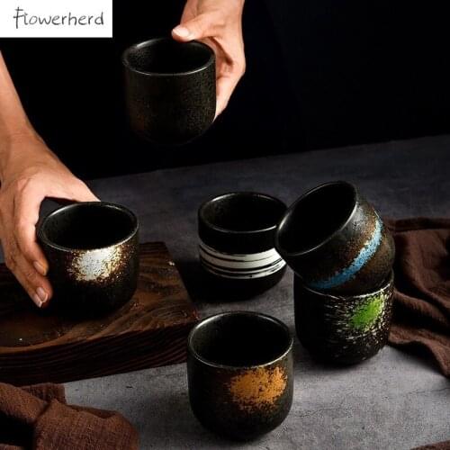 Ceramic Porcelain Tea Cup Teaware Kung Fu Tea Set Japanese Sushi Cuisine Commercial Straight Water Cup Retro Home Teacup