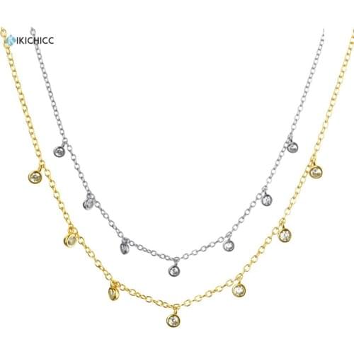 Kikichicc 100% 925 Sterling Silver Zircon CZ Charms Chain Necklace Chocker Long Chain Jewelry 2020 Fashion Rock Punk Crystal