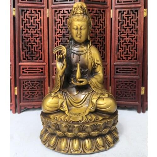 China brass archaize Guanyin bodhisattva crafts statue