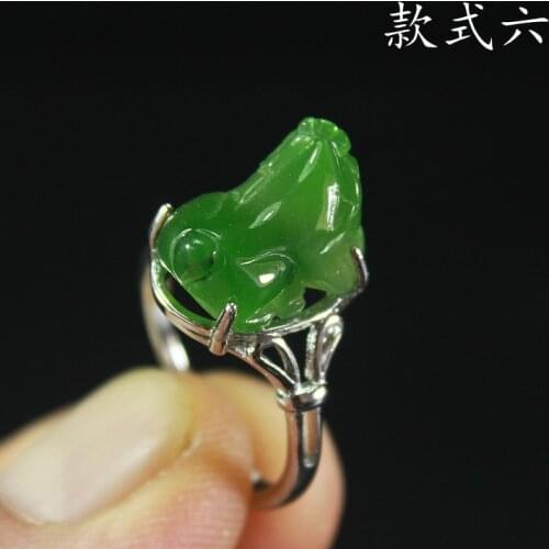 Real jasper green jade ring hetian jade resizable ring micro-inlaid 925 sterling silver women rings jade jewelry nickles women