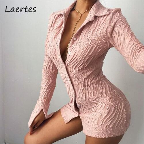 Laertes Women’s Fashion Polo Collar Mini Dress Cotton Long Sleeve Botton Y2K Elegant Party Dresses Streetwear Casual Clothes