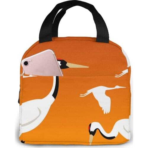 Flying Cranes Cooler Lunch Box Portable Insulated Lunch Bag Thermal Food Picnic Lunch Bags