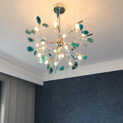 Modern LED Chandelier Lighting Agate Flake Ceiling Chandeliers Light for girls kids Living Room Bedroom Unique Italian Design