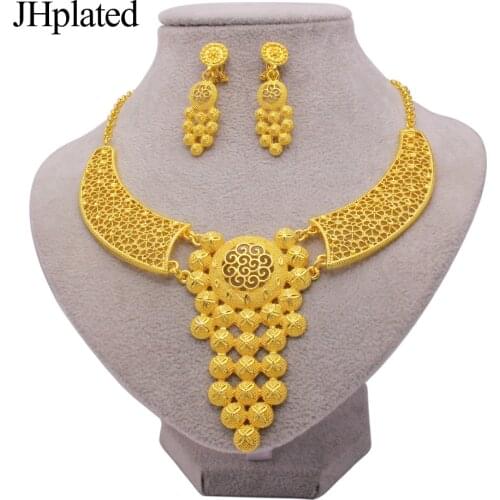 Dubai trendy Gold plated Jewellery African jewelry bridal gifts Wedding Ornament jewelry sets necklace earrings set for women