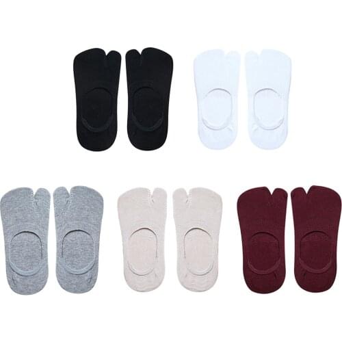 5 Pairs Womens Toe Socks Cotton Two Finger Socks Invisible Foot Guards Low Cut Ankle Socks