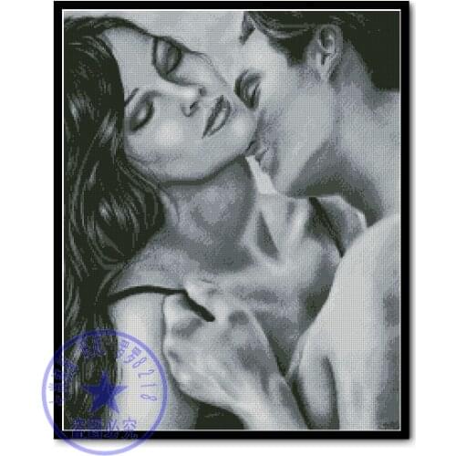 Top Quality nostalgic romantic counted cross stitch kit kiss cuddle embrace lover couple