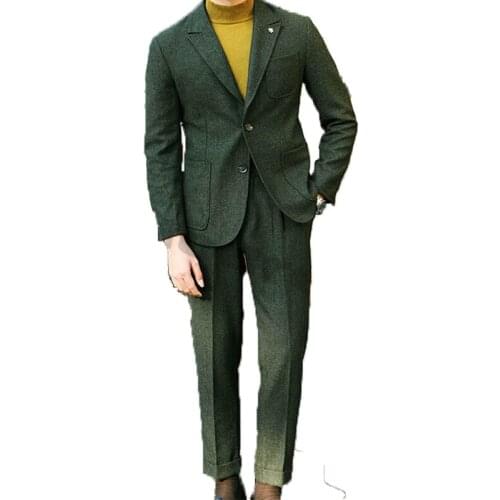 Latest Mens Suits For Wedding Tuxedos Prom Dresses Evening Dress Best Man Wear Groom Wear Tweed Two Piece Suit( Jacket+Pants)