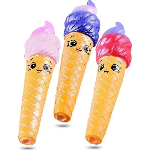 2020 NEW Creative Design Super Soft Scented Smiley Ice Cream Squishy Child Expression Squishy Slow Rising Pen Cover Student Gift