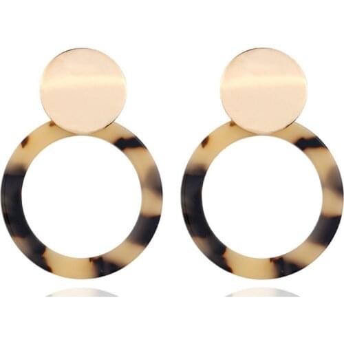New Fashion Jewelry Bohemian Earrings Metal Sequins Acrylic Circle Earrings Statement Female Big Earrings