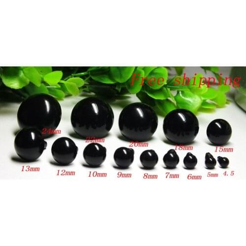 Wholesale 100pcs/lot 4.5-24mm black color plastic safety toy eyes for toy plush bear decoration