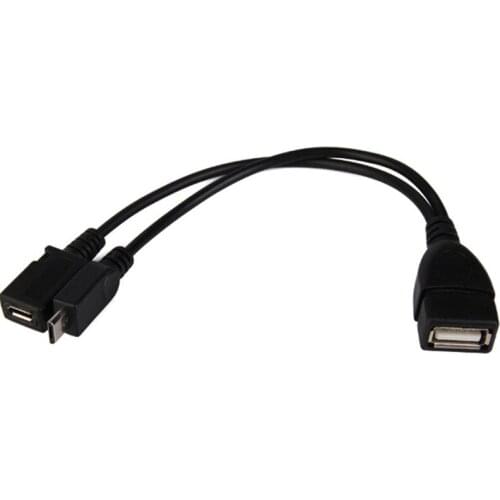 2 In 1 OTG Micro USB Host Power Y Splitter USB Adapter to Micro 5 Pin Male Female Cable 20cm