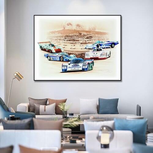 Five Racing Car Poster Print Art On Canvas Painting Nordic Poster Wall Art Picture For Living Noom Home Decoration Frameless