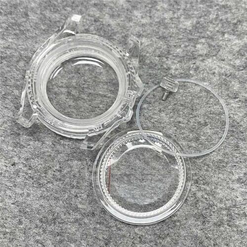 Transparent Watch Case Kits 40mm SUB Plastic for NH35/NH36 Watch Movement Repair Part