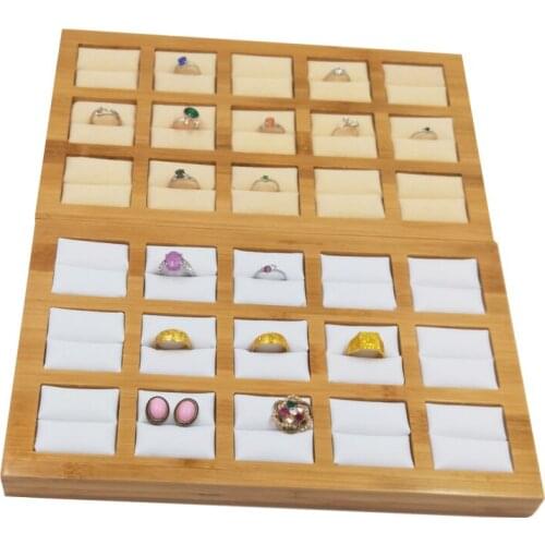 Bamboo Wood Jewelry Display Ring Earrings Display Holder Jewelry Display Stand Holder Women Wedding Jewelry Organizer Tray