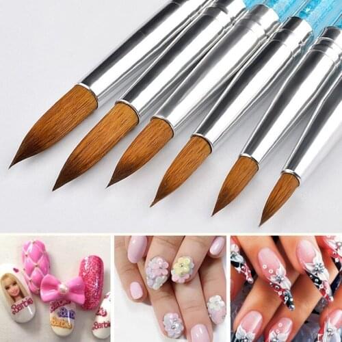 6Pcs Professional Manicure UV Gel Nail Brush Pen Transparent Acrylic Nail Art Painting Drawing Dotting Brush Tools