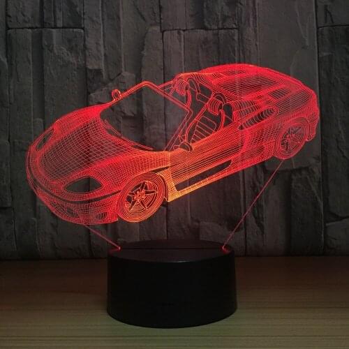 Roadster Sports Car Shape 3D Night Light Novelty 7 Colors Changing LED Desk Table Lamp 3D Illusion 7 Colors Lamps Birthday Gift