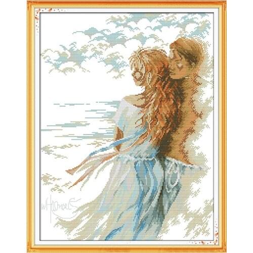 Joy Sunday Character Pattern Romantic Couple Cross Stitch 11&14CT Cross Stitch Embroidery Needlework Home Decoration Handmade