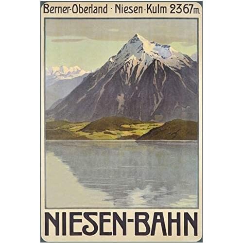 Schatzmix Blechschild Niesen-Bahn Berner Oberland Metallschild 20x30 cm Wanddeko Tin-Plate Sign, Multicoloured