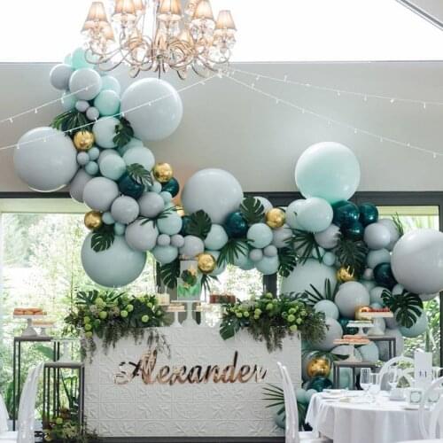 DIY Dark Green Balloon Garland Arch Kit Gold Gray Teal Blue Balloons for Birthday Baby Shower Weddings Party Decoration