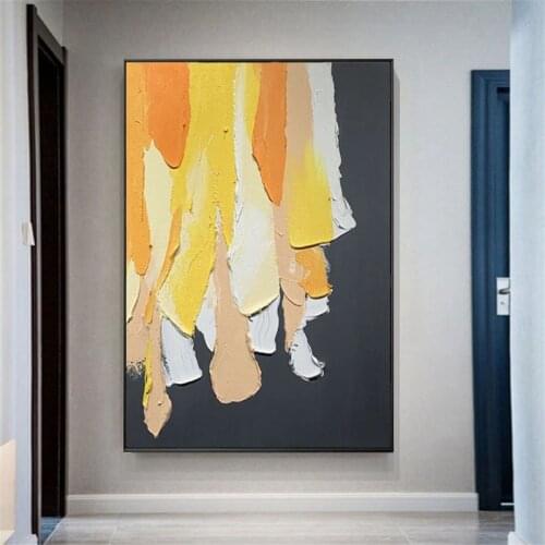 Modern Canvas Painting Palette Knife Orange Oil Painting Wall Art Pictures For Living Room Bedroom Home Decor No Frame